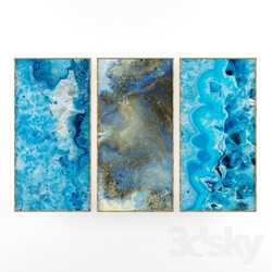 Frame - A set of paintings in golden-blue colors. 
