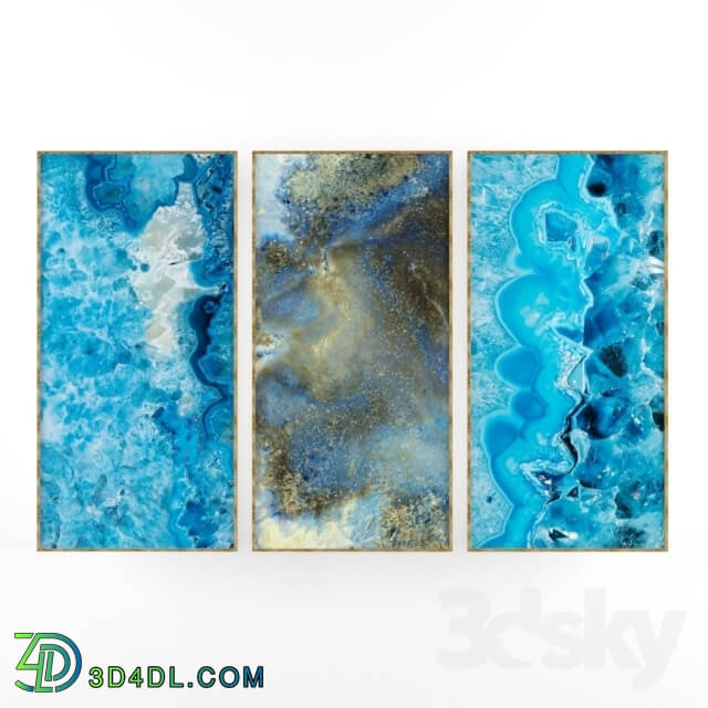 Frame - A set of paintings in golden-blue colors.