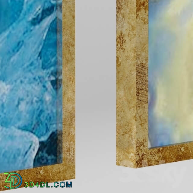 Frame - A set of paintings in golden-blue colors.