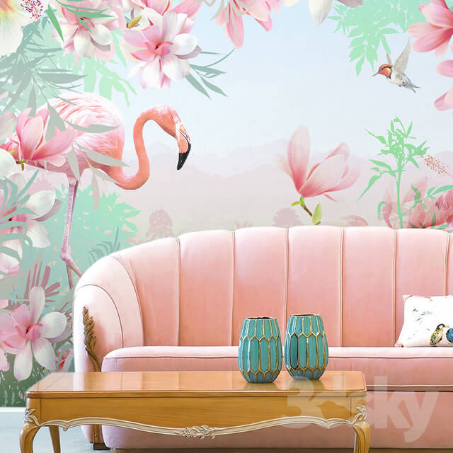 Wall covering - Creativille _ Wallpapers _ Framingo in tropics 4153