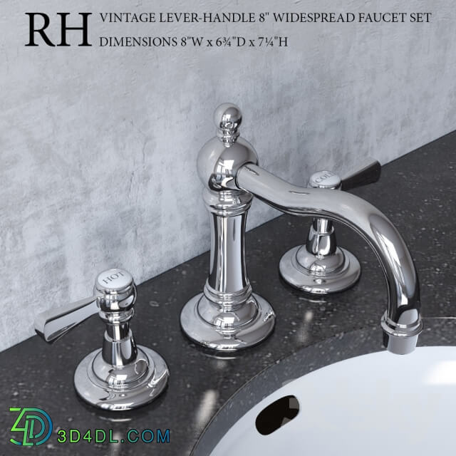 Faucet - VINTAGE LEVER-HANDLE 8in WIDESPREAD FAUCET SET