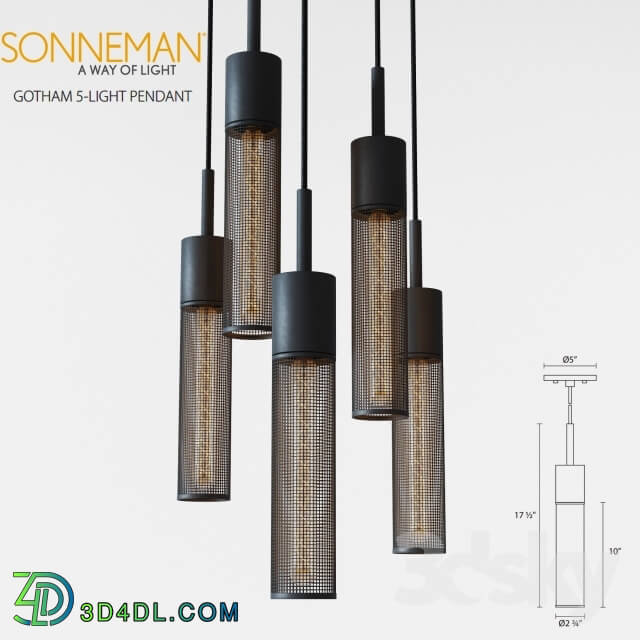 Ceiling light - Sonneman Gotham 5-Light Pendant