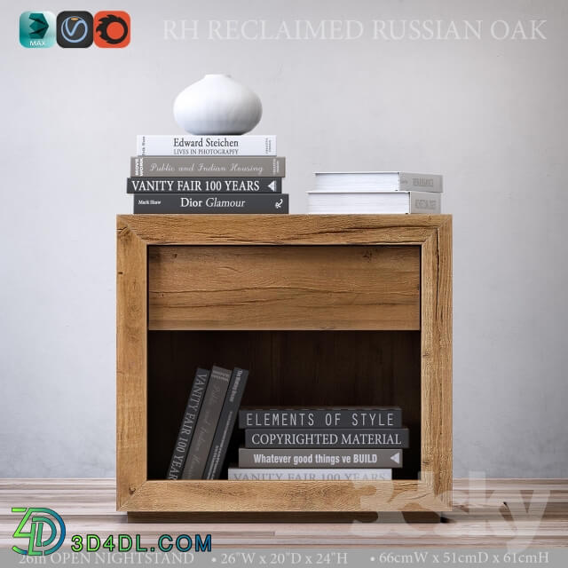 Sideboard _ Chest of drawer - RECLAIMED RUSSIAN OAK 26in OPEN NIGHTSTAND