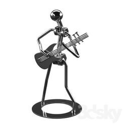 Sculpture - Kutcher Metal Guitar Player Rock Musical Figurine 