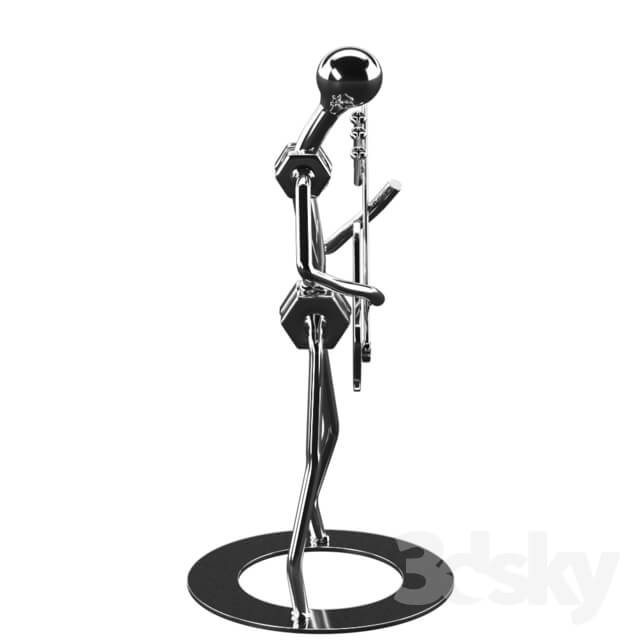 Sculpture - Kutcher Metal Guitar Player Rock Musical Figurine