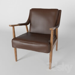 Arm chair - Classic Danish Modern Style Lounge Chair With Chocolate Vinyl 