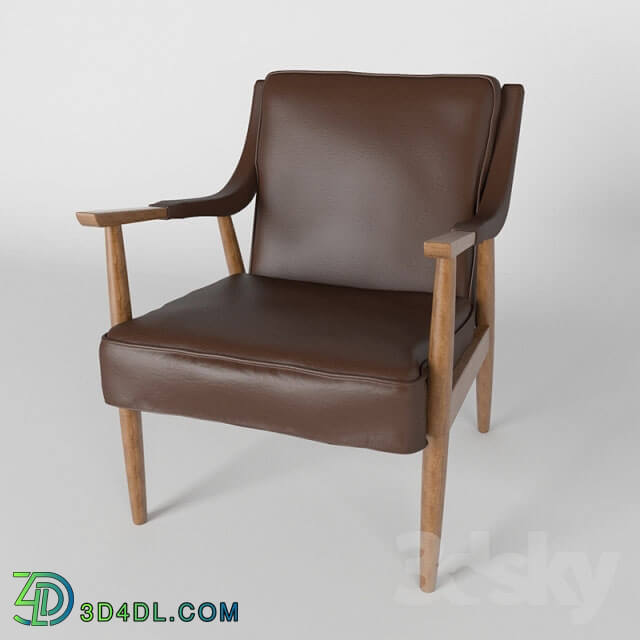 Arm chair - Classic Danish Modern Style Lounge Chair With Chocolate Vinyl