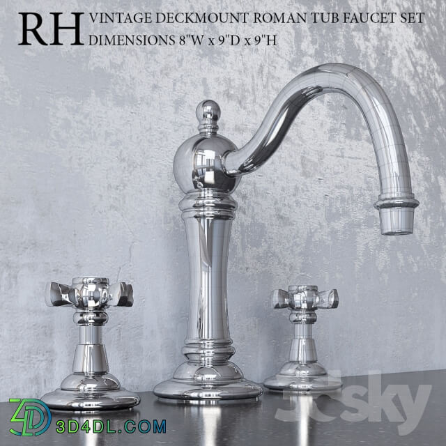 Faucet - VINTAGE DECKMOUNT ROMAN TUB FAUCET SET