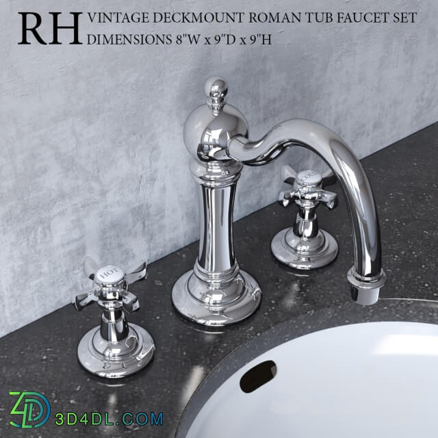 Faucet - VINTAGE DECKMOUNT ROMAN TUB FAUCET SET