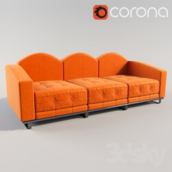 Sofa - Orange leather Sofa 