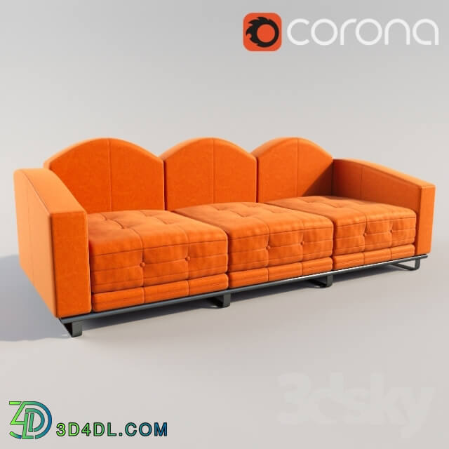 Sofa - Orange leather Sofa