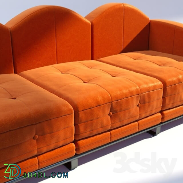 Sofa - Orange leather Sofa