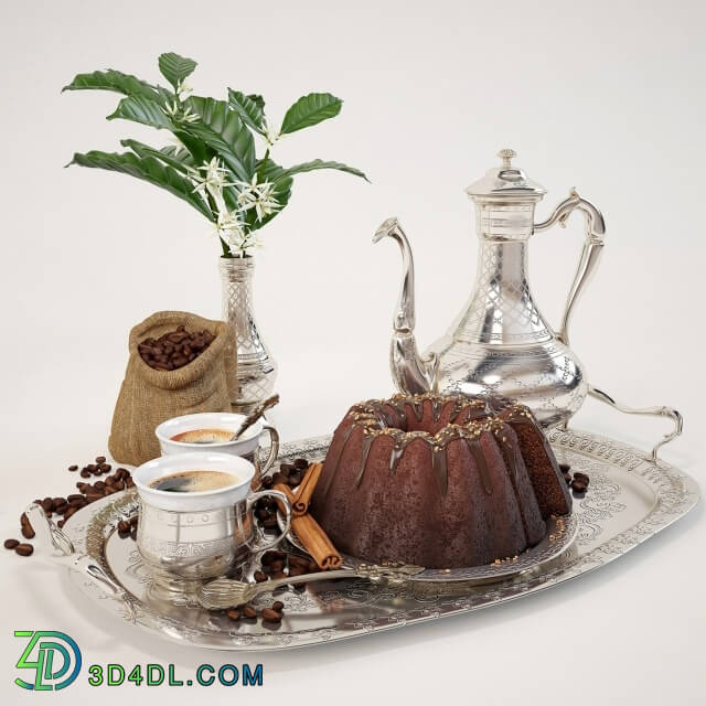 Food and drinks - Coffee with chocolate cake