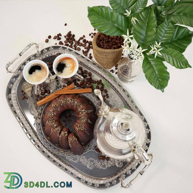 Food and drinks - Coffee with chocolate cake