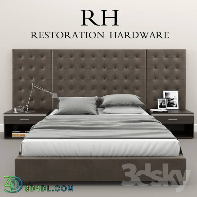 Bed - RH Modern custom box tufted platform bed