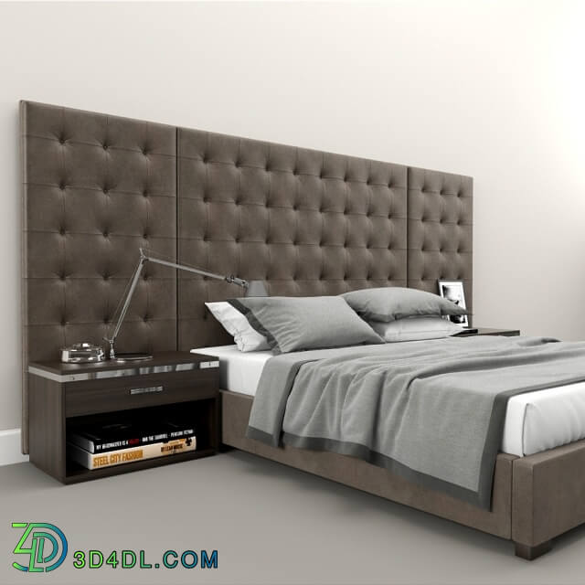 Bed - RH Modern custom box tufted platform bed