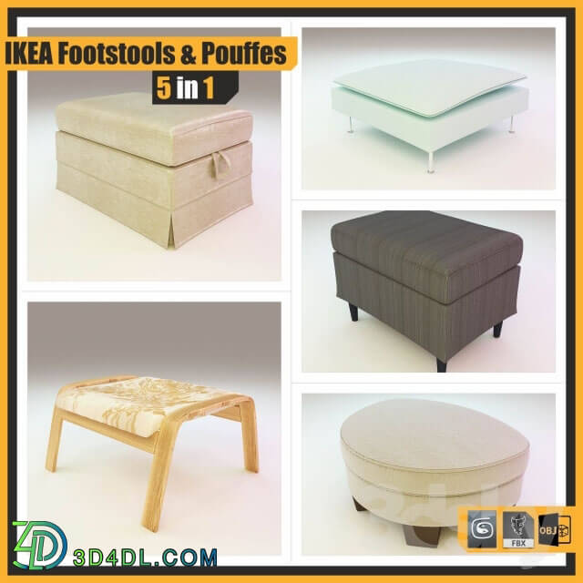 Other soft seating - IKEA FOOTSTOOLS and POUFFES ___ 5 in 1