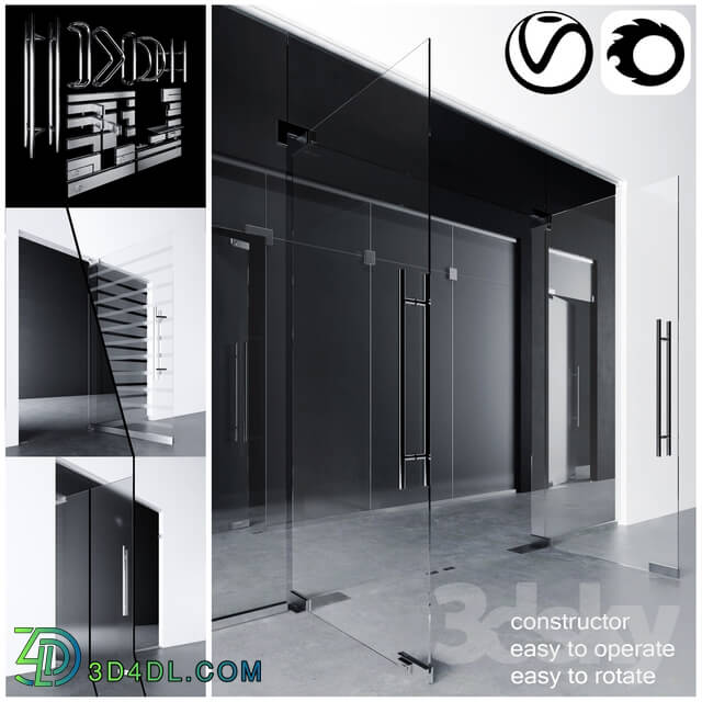 Doors - Swinging pendulum glass doors for office and home _ corona - vray