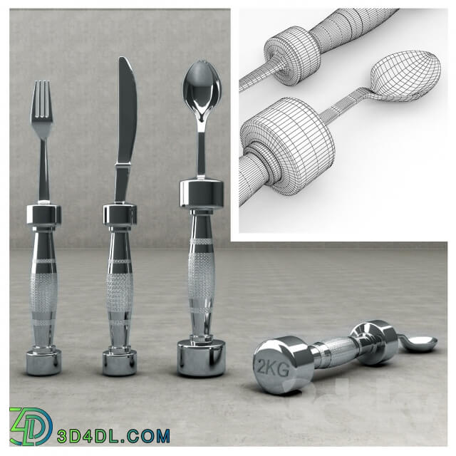 Tableware - Cutlery dumbbells Eat Fit