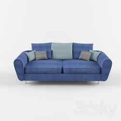 Sofa - blue fabric double sofa 