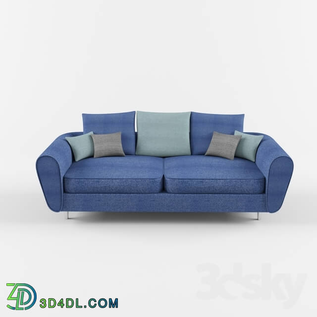 Sofa - blue fabric double sofa