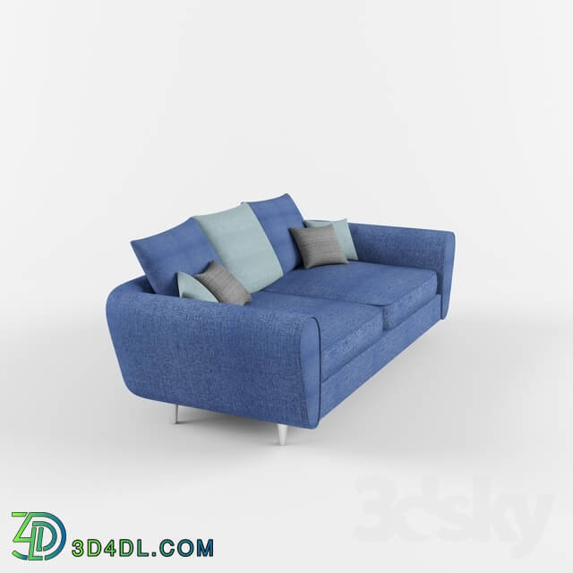 Sofa - blue fabric double sofa