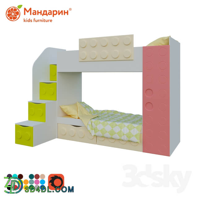 Bed - children__39_s bunk bed with two drawers