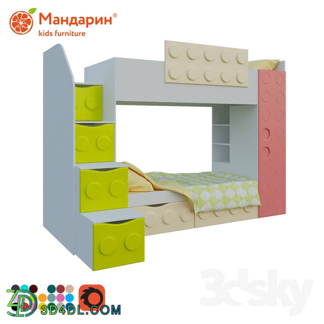 Bed - children__39_s bunk bed with two drawers