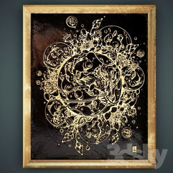 Frame - Decorative granite panel with engraved and gilded. 