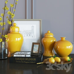 Decorative set - Decoration set yellow vases 