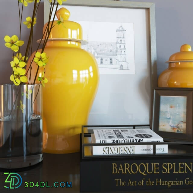 Decorative set - Decoration set yellow vases