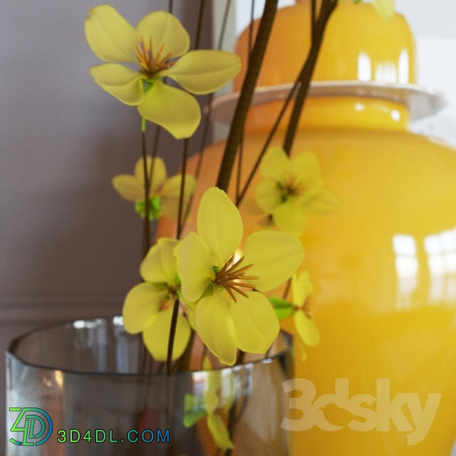 Decorative set - Decoration set yellow vases