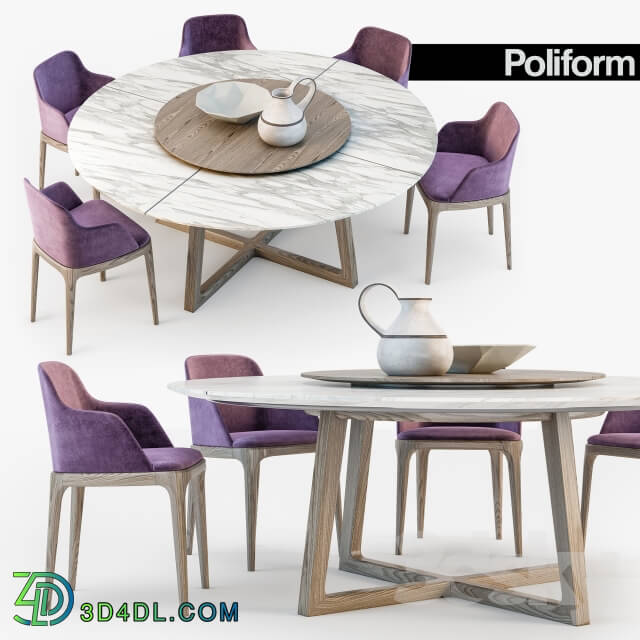 Table _ Chair - Poliform Grace chair Concorde table