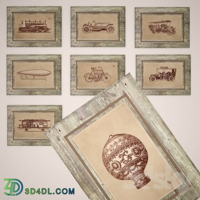 Frame - Retro Cars set of 8 pictures