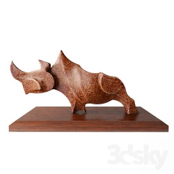 Sculpture - copper rhino sculpture 