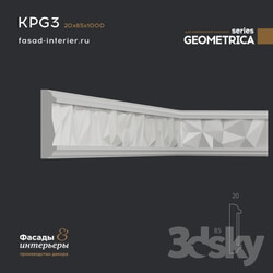 Decorative plaster - Gypsum molding - KPG3. Dimensions _20x85x1000_. Exclusive series of decor _Geometrica_. 