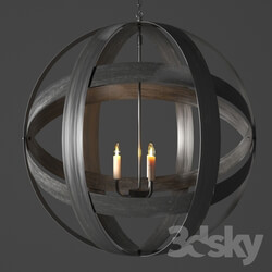 Ceiling light - metal strap globe lantern - large 