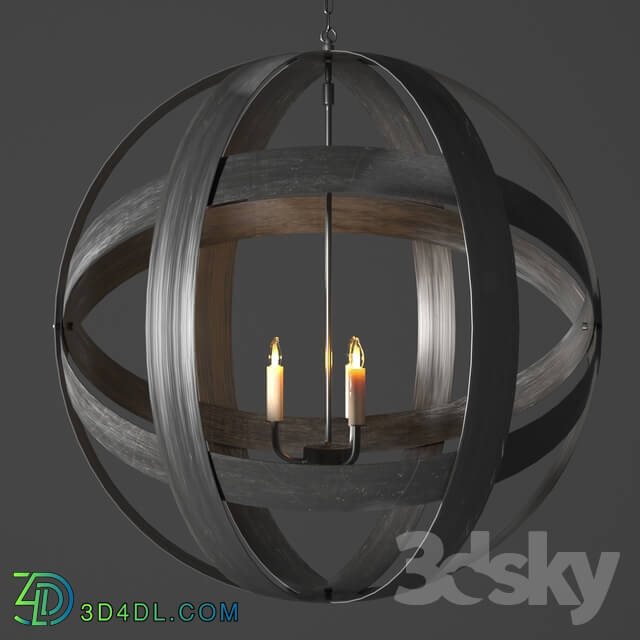 Ceiling light - metal strap globe lantern - large