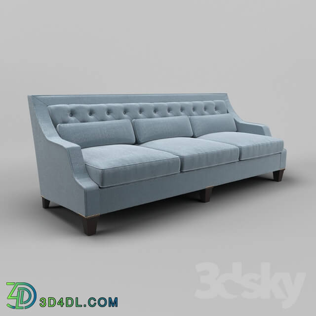 Sofa - OM Sofa Fratelli Barri MESTRE in fabric blue-gray mat _ART62799-col. 12__ legs in mahogany veneer _Mahogany C__ FB.SF.MES.179