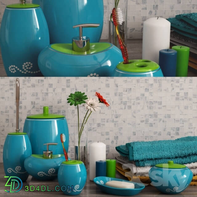 Bathroom accessories - A set of bathroom accessories Primanova Maison Blue