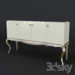 Sideboard _ Chest of drawer - OM Buffet on curved legs FratelliBarri VENEZIA in finishing pearl cream_ silver leaf_ varnished champagne_ FB.SB.VZ.30 
