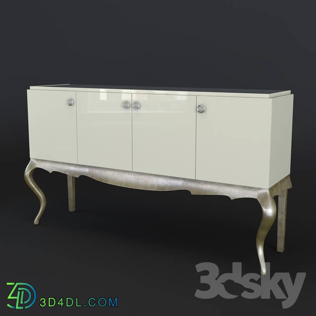 Sideboard _ Chest of drawer - OM Buffet on curved legs FratelliBarri VENEZIA in finishing pearl cream_ silver leaf_ varnished champagne_ FB.SB.VZ.30