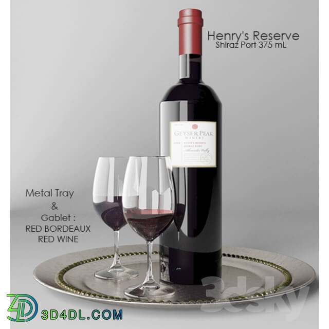 Food and drinks - Wine Geyser Peak_ two glasses RED BORDEAUX_ RED WINE and metal tray