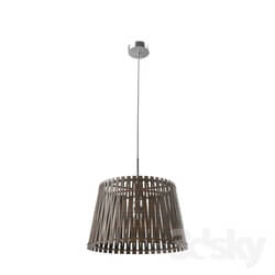 Ceiling light - 96199 Suspension SENDERO_ 1х60W _E27__ Ø450_ H1300_ steel_ nickel mat _ wood_ dark brown 