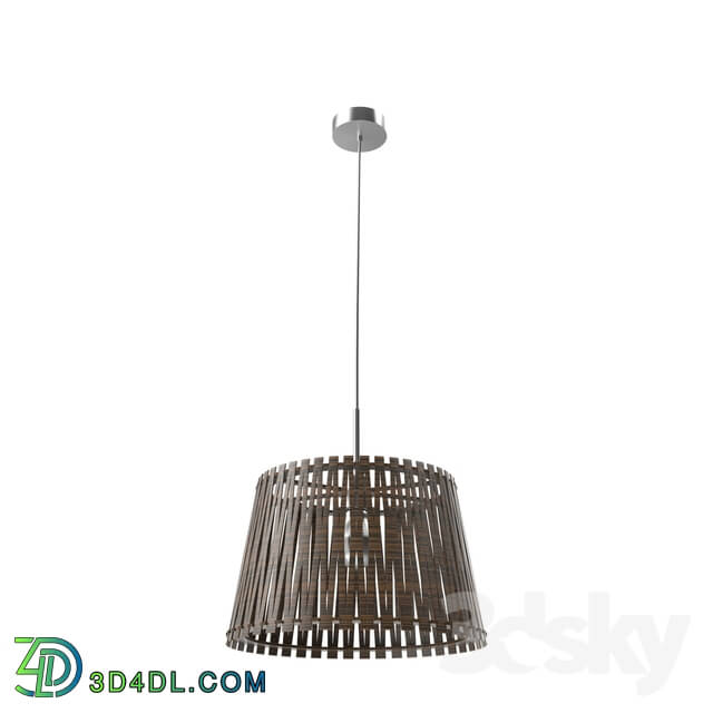 Ceiling light - 96199 Suspension SENDERO_ 1х60W _E27__ Ø450_ H1300_ steel_ nickel mat _ wood_ dark brown