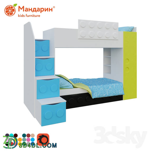 Bed - children__39_s bunk bed with extra bed