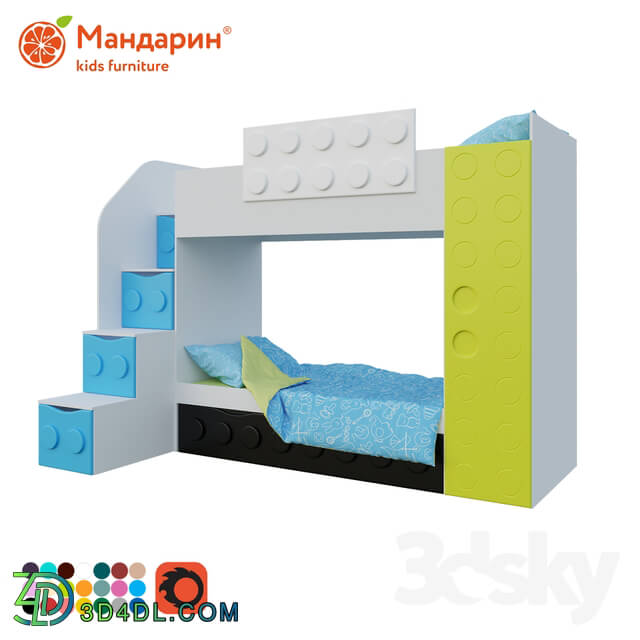 Bed - children__39_s bunk bed with extra bed