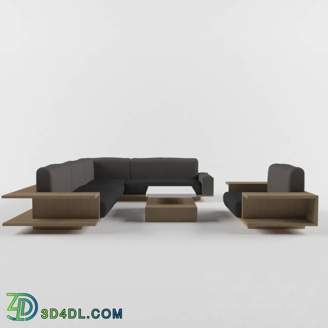Sofa - wooden sofa _ center table