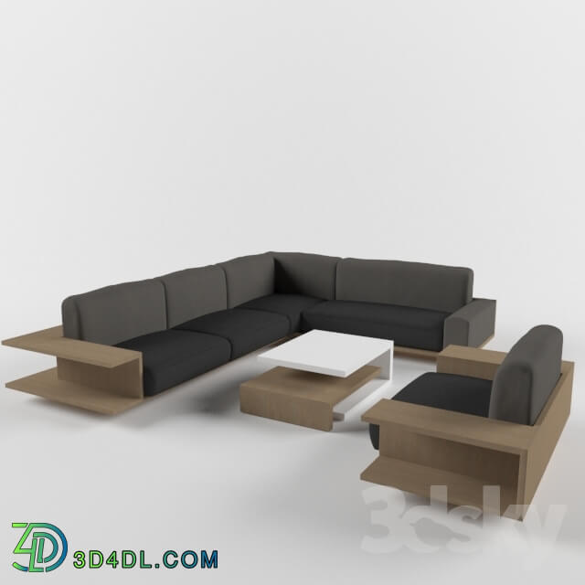 Sofa - wooden sofa _ center table