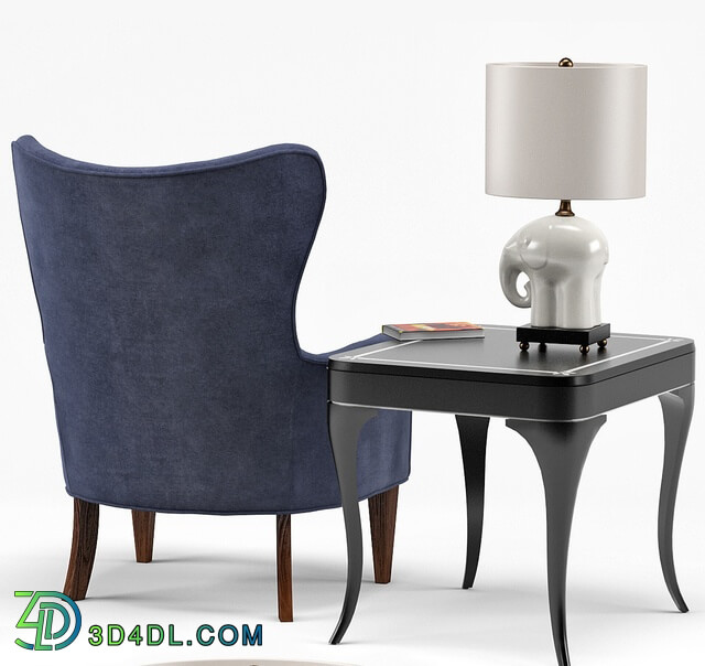 Arm chair - Rachael chair_ Elephant Porcelain Lamp_ Flirt End Table
